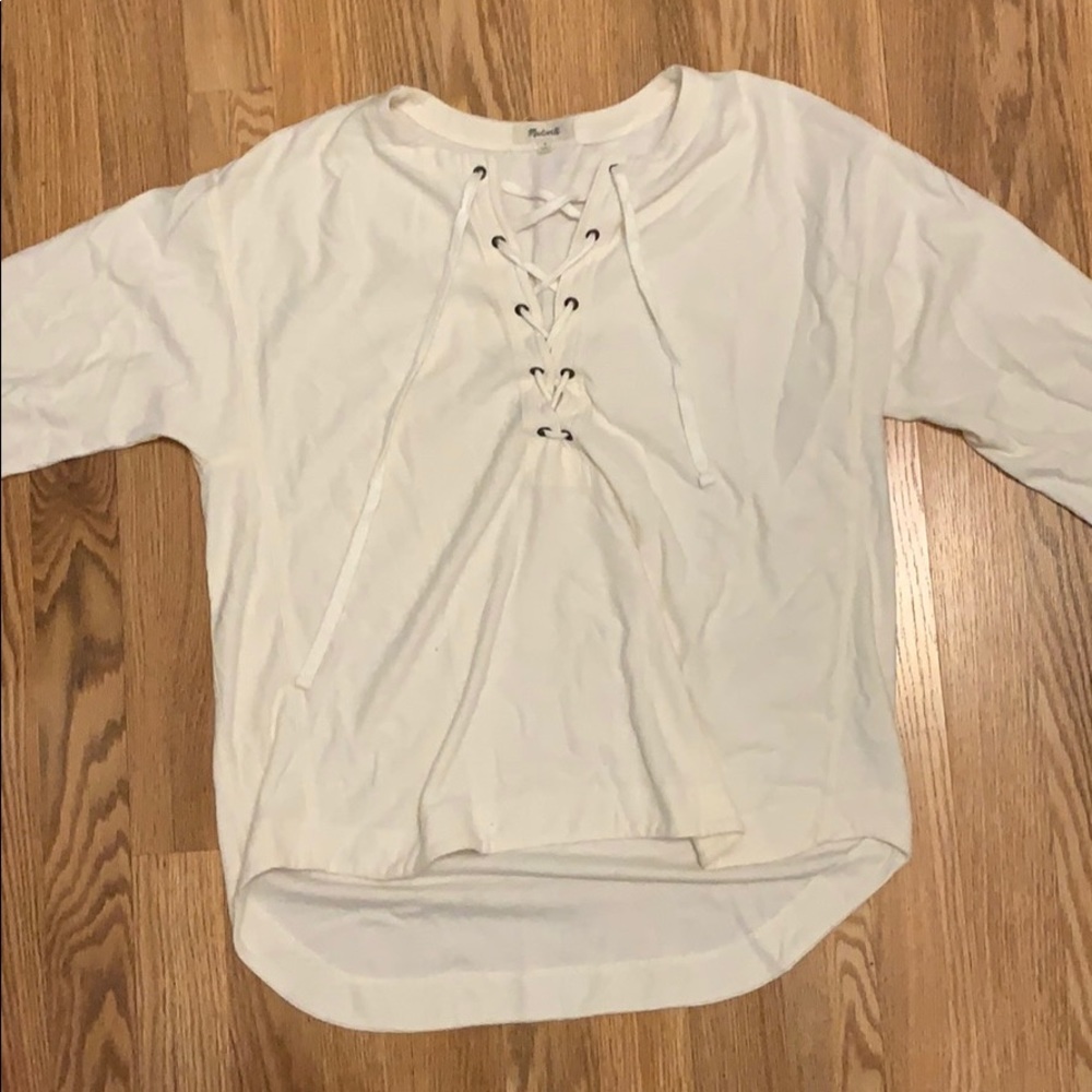 MADEWELL Cream quarter length sleeve laced shirt